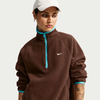 Nike Womens Nike Sportswear Oversized Fleece Top in Brown | IR6493-259