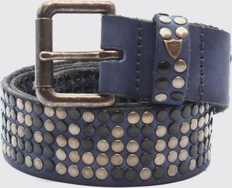 HTC Leather Belt with Artisanal Embroidery and Logo Buckle