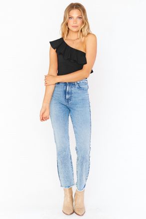 Show me your Mumu Ophelia Ruffle Bodysuit In Black