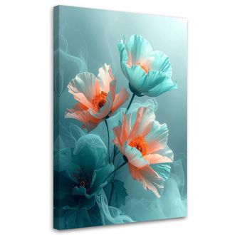Feeby Impresi&oacute;n De Imagen Delicadas Flores Bot&aacute;nicas Turquesas 70x100