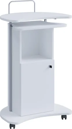 ebuy24 Ebuy24 - Consola De Altavoz M&oacute;vil Vcm Wood Dimensiones Aprox. Al. 93 A 111x An. 56x T. 41 Cm Rollbar Con Caj&oacute;n Escritorio De Pie - Komil (blanco)