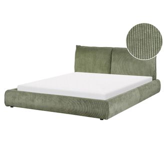 Beliani Cama Moderna Tapizada Pana 160 X 200 Cm De Listones Verde Vinay
