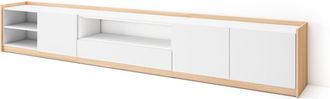 Skraut Home Skraut Home - Mueble Tv, Televisi&oacute;n, 310x37x50cm, Para Tv Hasta 80, Blanco Y Roble Soft