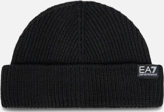 Emporio Armani Mens Patch Logo Fisherman Beanie - Black