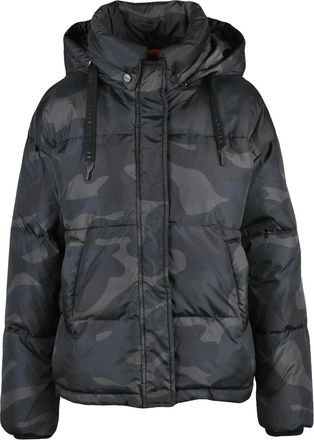 Rino&Pelle Black/Green Camouflage Quilted Polyester Down Jacket