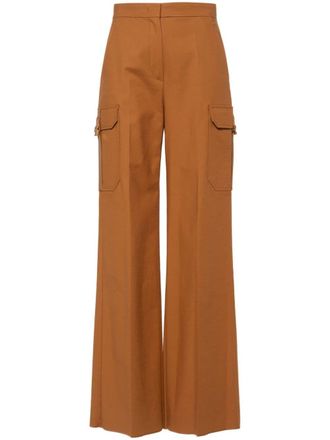 Max Mara Edda logo-embroidered trousers - Brown