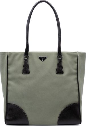 Prada Pre-owned Womens Cinghiale Trimmed Canvas Canapa Tote - Sage Green Textile - One Size