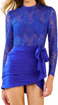 Sherri Hill Long Sleeve Cocktail Dress In Royal