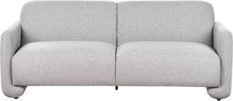 Beliani Sof&aacute; 3 Plazas De Tela Tapicer&iacute;a De Poli&eacute;ster Amplio Respaldo Con Reposabrazos Muebles De Sala De Estar Retro Gris Saland