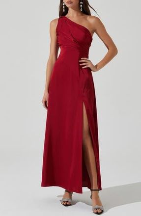 ASTR the Label Atolia Draped One-Shoulder Gown in Wine at Nordstrom Rack, Size Medium