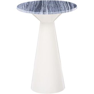 Beliani Mesa Auxiliar Elegante Con Base Met&aacute;lica Tablero De M&aacute;rmol Con Recubrimiento En Polvo Sal&oacute;n Redonda Blanco/gris Amistad