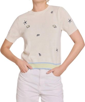 Brodie Shell Embroidery Tee In White