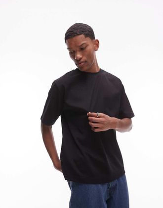 Arket T-shirt oversize in jersey interlock pesante nera-Nero