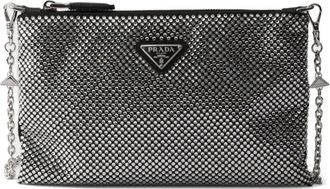 Prada Borsa a tracolla mini con borchie - Argento