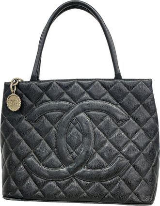 Chanel Black Grained Calfskin Tote Bag (Pre-Owned)