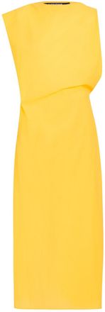 Jacquemus La Robe Drap Draped Cotton-blend Midi Dress - Yellow - 34 (UK6 / XS)