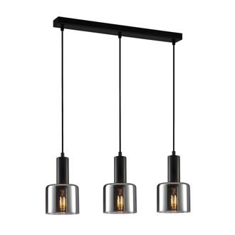 Netlighting Santia Modern 3 Light Bar Pendant Ceiling Light E27 in Black