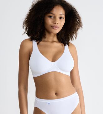 sloggi Soft-BH SLOGGI Basic+, Damen, Gr. 70, Cup C, weiss (wei&szlig;), Single Jersey, Obermaterial: 80% Baumwolle, 18% Elasthan, 2% Polyamid, unifarben, Basic, BH