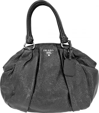 Prada Black Leather Handbag Tote Bag (Pre-Owned)