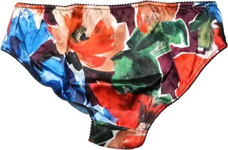 Dolce & Gabbana Womens Multicolor Floral Mid Waist Brief Panty Underwear Silk Elastane Clothing