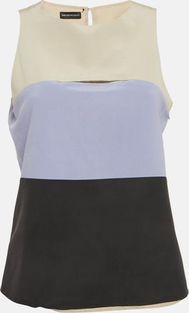 Emporio Armani Multicolour Striped Silk Sleeveless Top