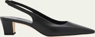 Manolo Blahnik Teutamospla Leather Slingback Pumps