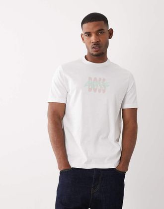 Boss Orange by Hugo Boss Hugo Boss - T-shirt a maniche corte bianca vestibilit&agrave; classica con grafica-Bianco
