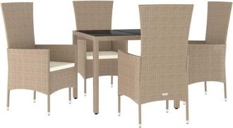 vidaXL Set Comedor De Jard&iacute;n 5 Pzas Con Cojines Rat&aacute;n Sint&eacute;tico Beige Vidaxl