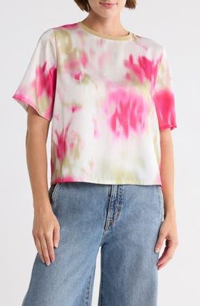 DKNY Print Scarf Twill Short Sleeve Top in May Watercolor at Nordstrom Rack, Size X-Large