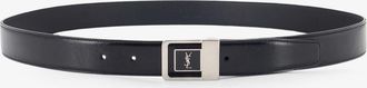 Saint Laurent Cintura La 66 in pelle con fibbia in metallo silver - SAINT LAURENT - gender_Man