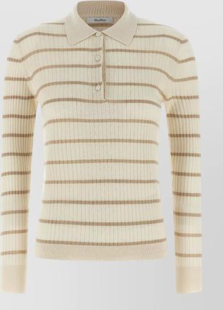 Max Mara mxpgitano collared long sleeve ribbed stripe polo