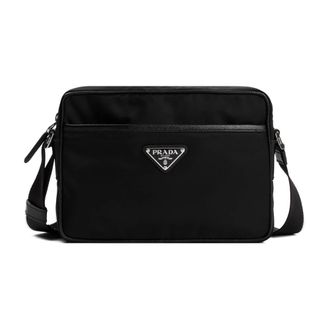 Prada Schoudertas van Re-Nylon en Saffiano - Heren - Schoudertassen - Zwart - ONE Size - Nylon - Tassen
