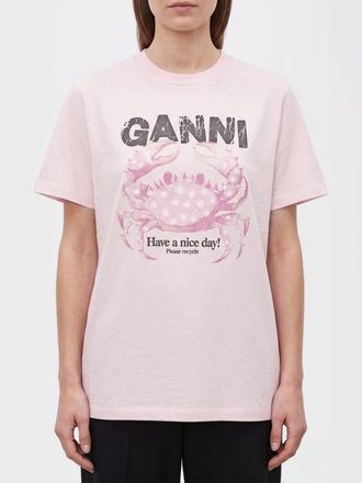 Ganni T-shirt in cotone con stampa logo grafica