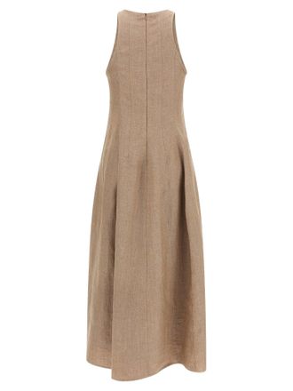 Brunello Cucinelli Womens Beige Linen Long Dress