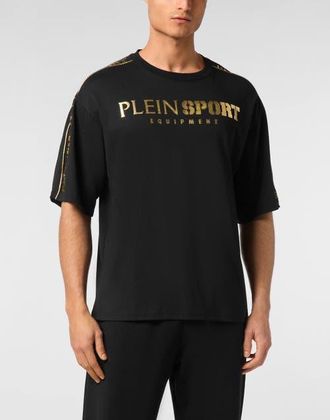 Plein Sport T-Shirt Round Neck Ss Laminated Men in Black/lightgold at Nordstrom, Size Medium Eu