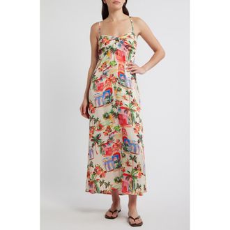 Marine Layer Paloma Postcard Print Dress in Palmas Print at Nordstrom, Size X-Large