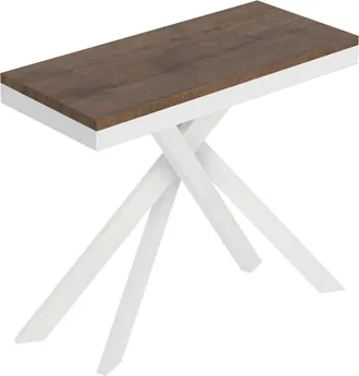 Itamoby Consolle Allungabile Con Gambe Incrociate - Saki - Colore: Noce - Telaio: Bianco - Bordo: Bianco - Dimensioni: 90x40/196