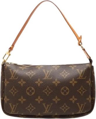 Louis Vuitton Pre-owned Pochette Accessoires - Dames - Vintage Schoudertas - Bruin - ONE Size - Leer - Vintage