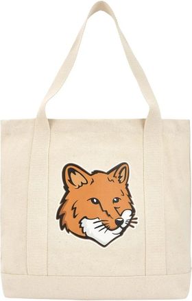 Maison Kitsun&eacute; Bedrukte Beige Tas - Dames - Shoppers - Beige - ONE Size - Katoen - Tassen