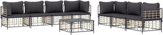 vidaXL Juego De Muebles De Jard&iacute;n 8 Pzas Y Cojines Rat&aacute;n Pe Antracita Vidaxl