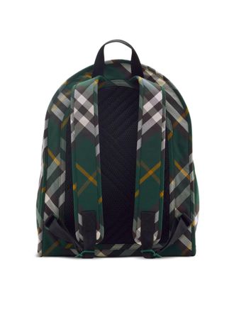 Burberry Mens Shield Check Nylon Backpack Green Bags > Backpacks