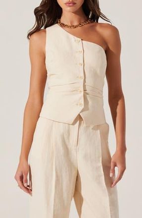 ASTR the Label Bryony One-Shoulder Cotton & Linen Vest in Cream at Nordstrom Rack, Size X-Small