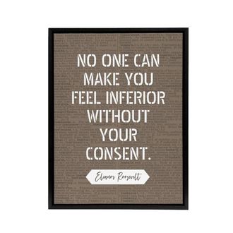 Artery8 Inspirational Quote Eleanor Roosevelt Framed Canvas Wall Art Print in Brown | Size: W24 x H32