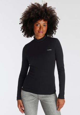 Kangaroos Longsleeve KANGAROOS, Damen, Gr. 32/34, schwarz, Rippware, Obermaterial: 100% Baumwolle, kontrastfarbene Details, unifarben, Basic, sehr figurbetont h