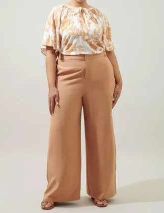 Sugarlips Belted Wide Leg Trousers In Camel