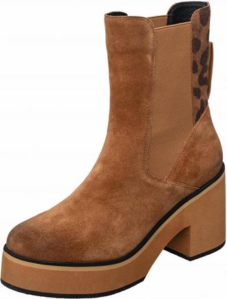 Antelope Womens Chelsea Boots Platform Block Heel In Beige