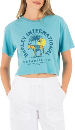 Hurley Burro Boxy Crop Cotton Graphic T-Shirt in Maui Blue at Nordstrom, Size X-Small