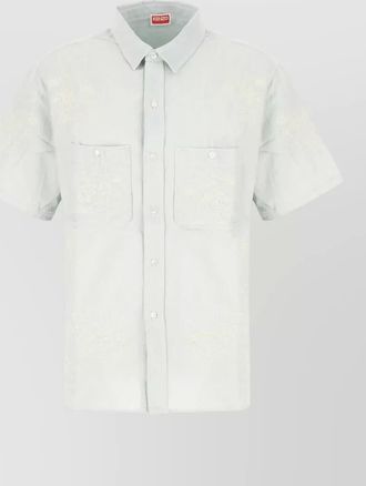 Kenzo chambray shirt button down collar pockets embroidery