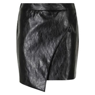 Federica Tosi Rokken, Dames, Zwart, S, Leer, Asymmetrische Minirok