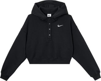 Nike (WMNS) Nike Sportswear Phoenix Fleece Oversized Cropped Henley Hoodie Black Sail IF0259-010